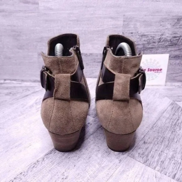 Aquatalia Suede Buckle Strap Italian Ankle Boot Brown Women's sz 6.5