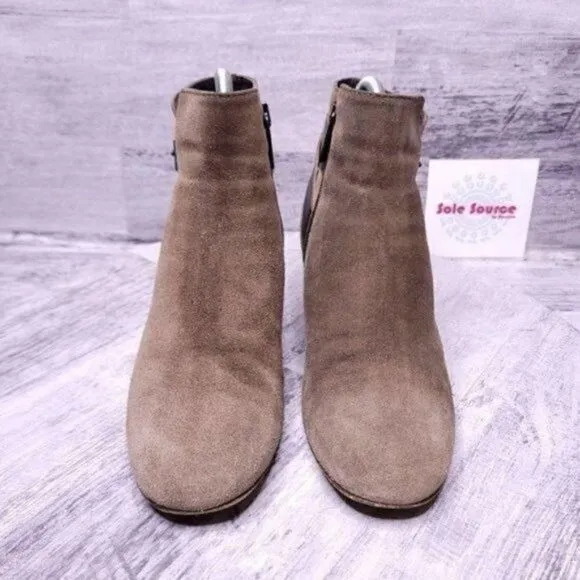 Aquatalia Suede Buckle Strap Italian Ankle Boot Brown Women's sz 6.5