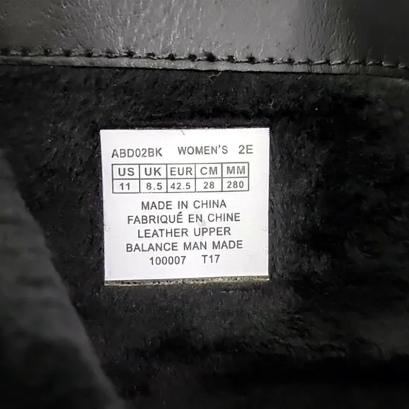 Aravon Women's Black Waterproof Leather Short Wedge Boots Buckle Strap Size 11