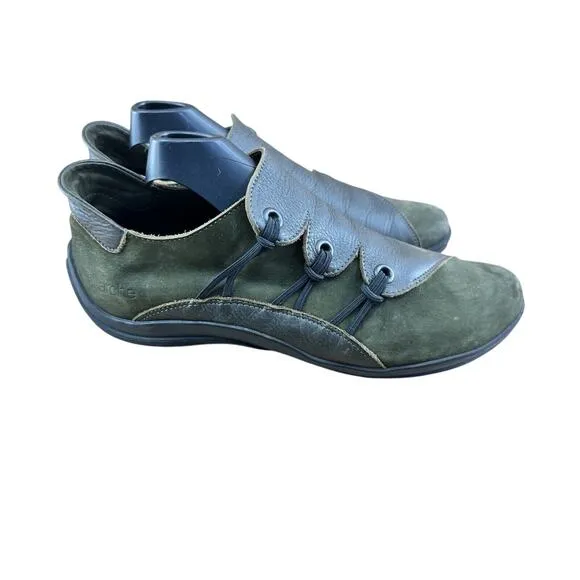 Arche FRANCE Costic Slip-On comfort shoes sneakers Olive Green Leather 7