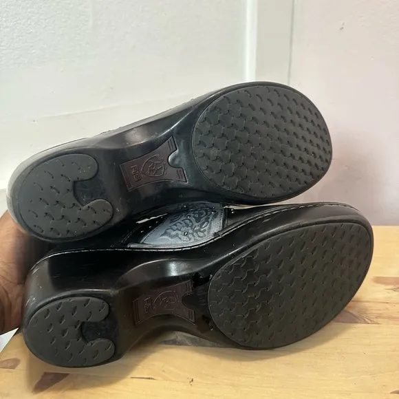 Ariat Black Mules &amp; Clogs Leather Western Clogs Black Gray Women's Size 7.5