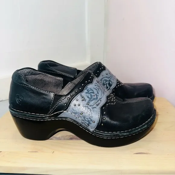 Ariat Black Mules &amp; Clogs Leather Western Clogs Black Gray Women's Size 7.5