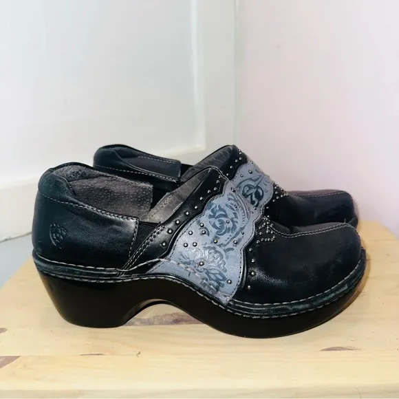 Ariat Black Mules &amp; Clogs Leather Western Clogs Black Gray Women's Size 7.5