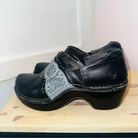 Ariat Black Mules &amp; Clogs Leather Western Clogs Black Gray Women's Size 7.5
