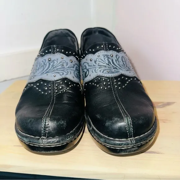 Ariat Black Mules &amp; Clogs Leather Western Clogs Black Gray Women's Size 7.5