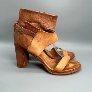 A.S.98 Sutton City Women's Size 9 Brown Sandals Ankle Strap Blocked Heel Shoes