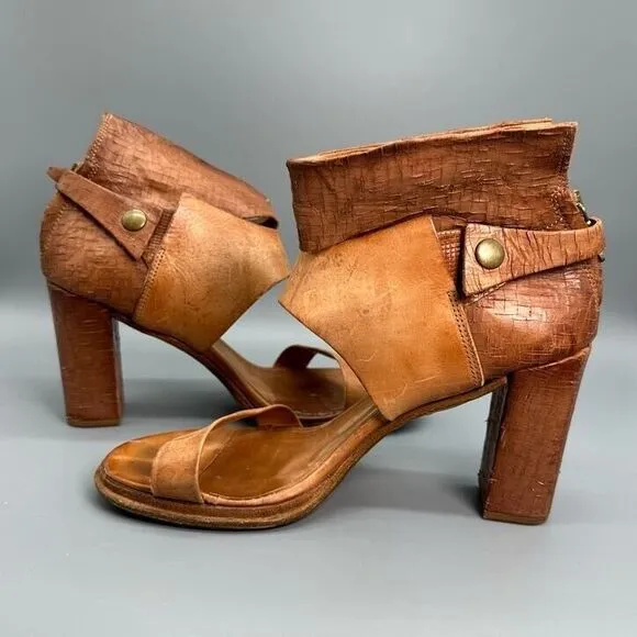 A.S.98 Sutton City Women's Size 9 Brown Sandals Ankle Strap Blocked Heel Shoes