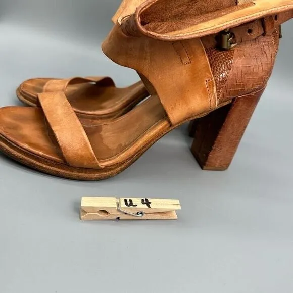 A.S.98 Sutton City Women's Size 9 Brown Sandals Ankle Strap Blocked Heel Shoes