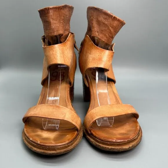 A.S.98 Sutton City Women's Size 9 Brown Sandals Ankle Strap Blocked Heel Shoes
