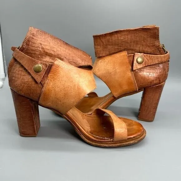 A.S.98 Sutton City Women's Size 9 Brown Sandals Ankle Strap Blocked Heel Shoes