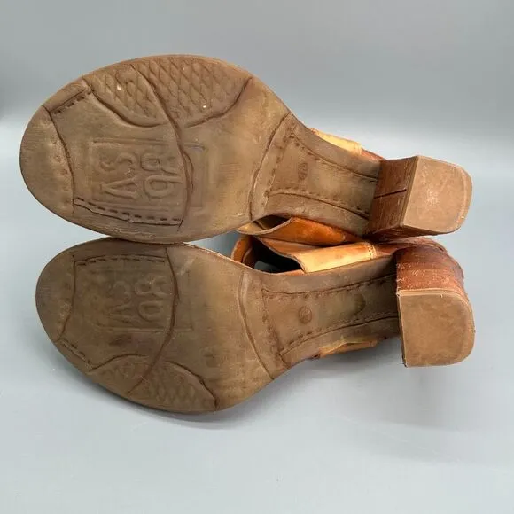 A.S.98 Sutton City Women's Size 9 Brown Sandals Ankle Strap Blocked Heel Shoes