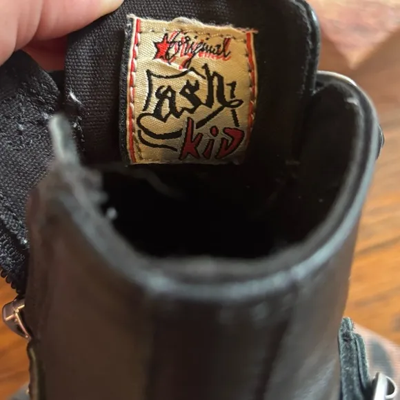 ASH Kids Black High-Top Leather Sneakers Black Buckles Toddler shoe casual sz 6