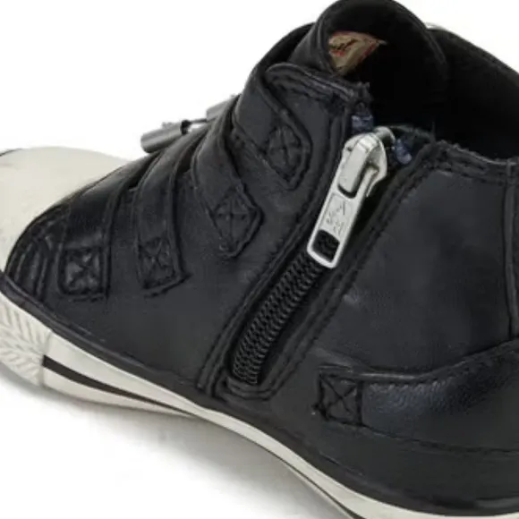 ASH Kids Black High-Top Leather Sneakers Black Buckles Toddler shoe casual sz 6