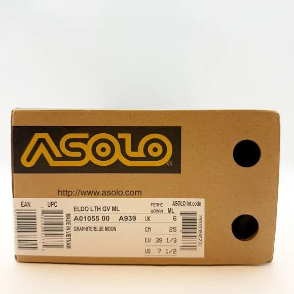 ASOLO Women’s ELDO LTH Hiking Shoes 7.5 Graphite Blue GORE-TEX Vibram NIB