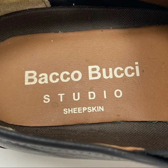 BACCO BUCCI CENTURY II  LEATHER SHEEP SKIN SLIP-ON COLOR BLACK SZ 9.5.