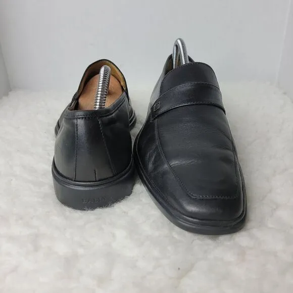 Bally Century Mens Shoes Size 7 E Goma Sole Black Leather Penny Loafers
