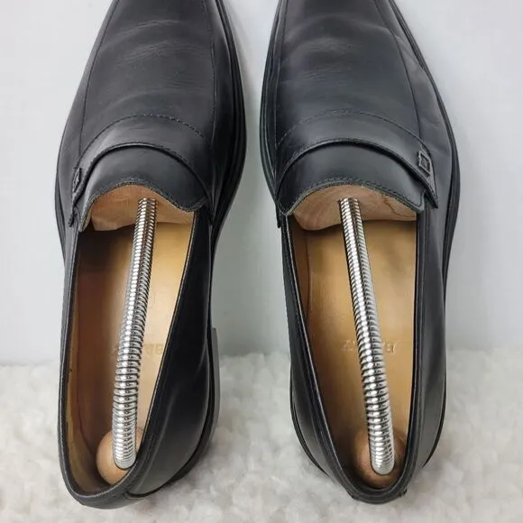 Bally Century Mens Shoes Size 7 E Goma Sole Black Leather Penny Loafers