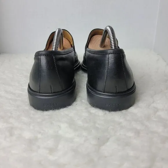 Bally Century Mens Shoes Size 7 E Goma Sole Black Leather Penny Loafers