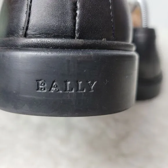 Bally Century Mens Shoes Size 7 E Goma Sole Black Leather Penny Loafers