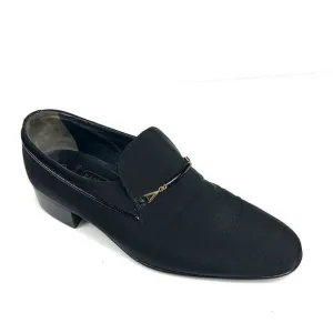 Bally Suisse Club Black Loafers Fabric Tuxedo Shoes