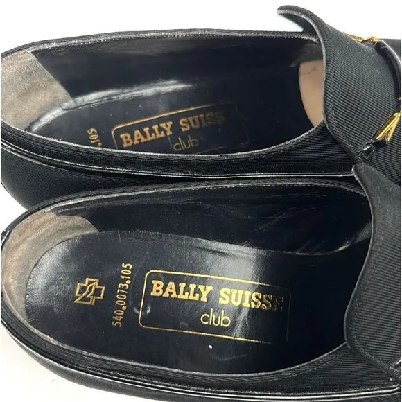 Bally Suisse Club Black Loafers Fabric Tuxedo Shoes