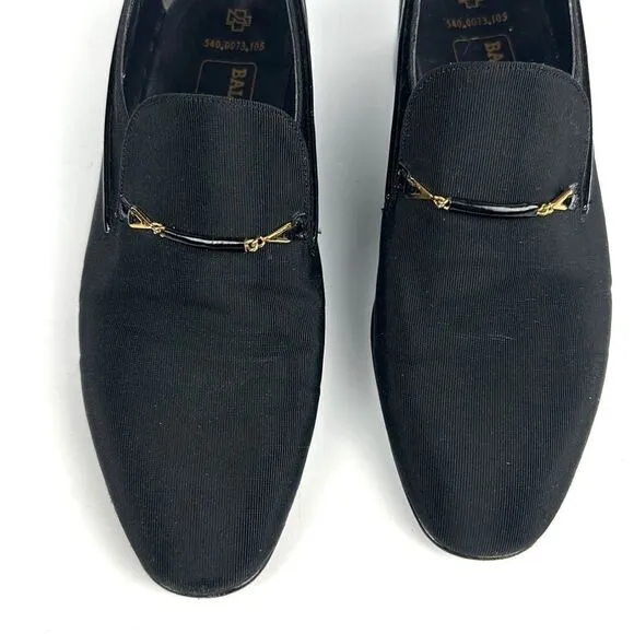 Bally Suisse Club Black Loafers Fabric Tuxedo Shoes