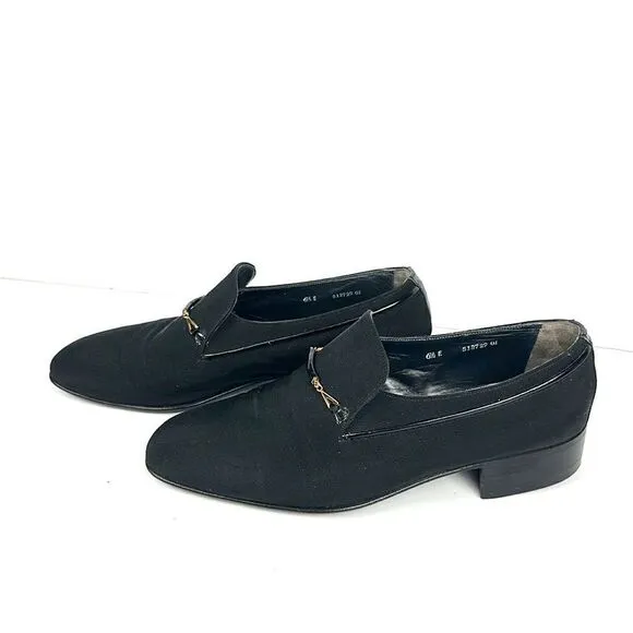 Bally Suisse Club Black Loafers Fabric Tuxedo Shoes