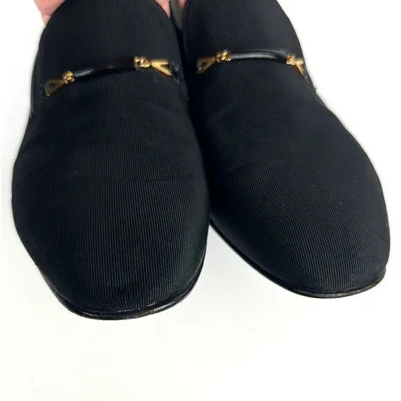 Bally Suisse Club Black Loafers Fabric Tuxedo Shoes