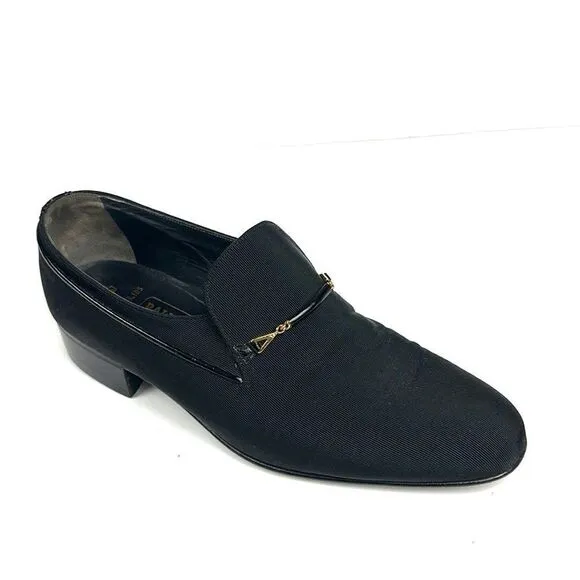 Bally Suisse Club Black Loafers Fabric Tuxedo Shoes