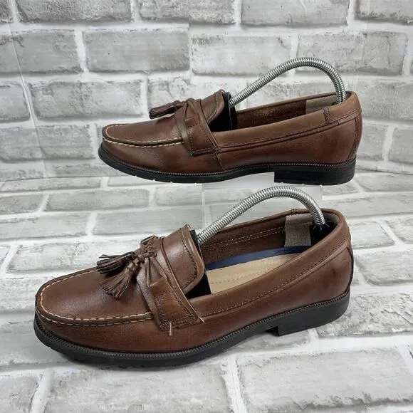 Bass Adams II Men's Size 8.5 Brown Leather Tassel Comfort Loafers Shoes