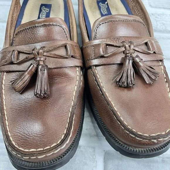 Bass Adams II Men's Size 8.5 Brown Leather Tassel Comfort Loafers Shoes