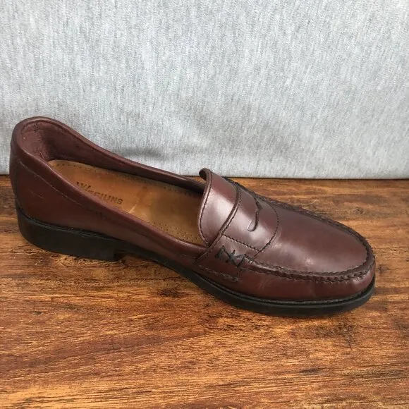 BASS Weejuns Women SZ 8.5 W Wide Brown Leather Penny Loafers Katherine Shoes