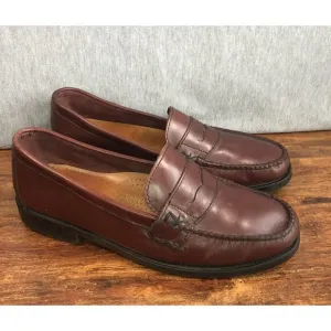BASS Weejuns Women SZ 8.5 W Wide Brown Leather Penny Loafers Katherine Shoes