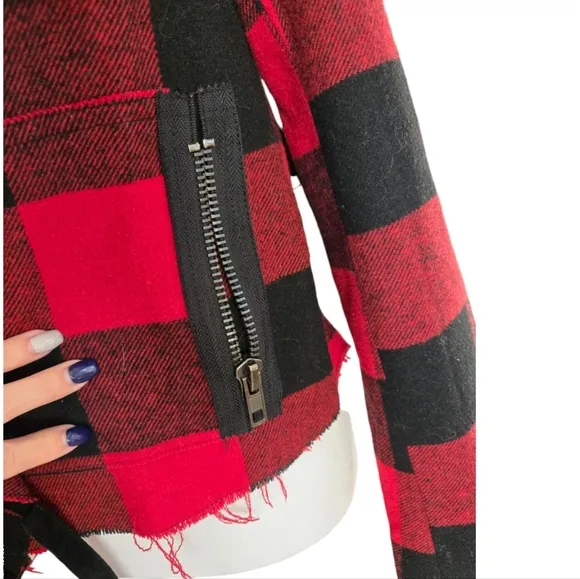 BB Dakota Distressed Plaid Side Buckle Jacket