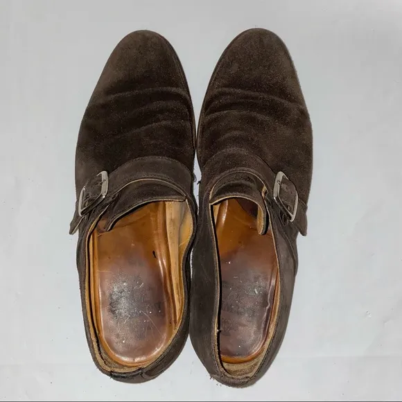 Berwick 1707 Single Monk Strap Brown Suede Shoes Size 8