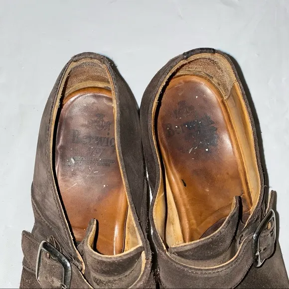 Berwick 1707 Single Monk Strap Brown Suede Shoes Size 8