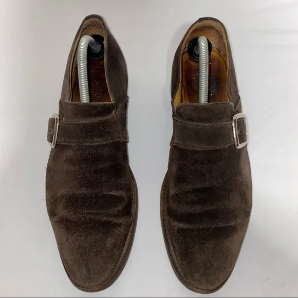 Berwick 1707 Single Monk Strap Brown Suede Shoes Size 8