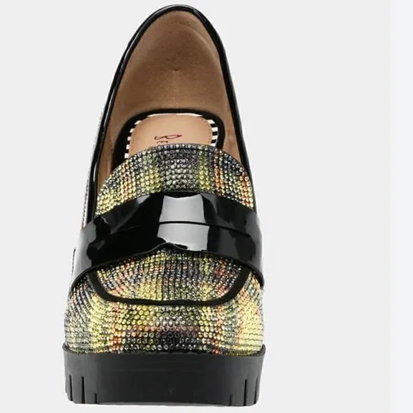 Betsey Johnson Adelyn Yellow Plaid Heel Loafers NIB 7
