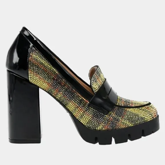 Betsey Johnson Adelyn Yellow Plaid Heel Loafers NIB 7
