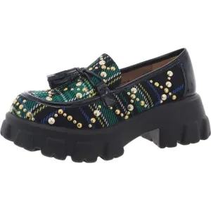 Betsey Johnson Womens Aleah Black Embellished Slip On Loafers Shoes New