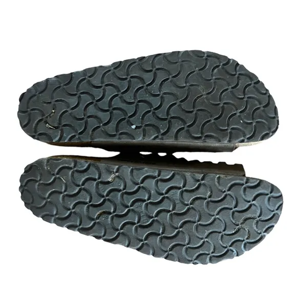 Birkenstock Leather 39 Granada Double Slides Sandal Black Slip On Summer Shoes