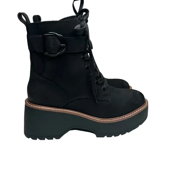 Blondo Goner Waterproof Platform Combat Boot in Black/Nubuck. Sz: 6.5