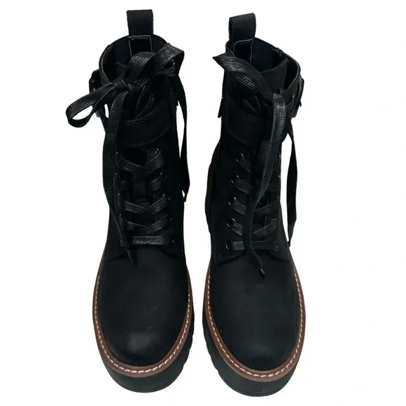 Blondo Goner Waterproof Platform Combat Boot in Black/Nubuck. Sz: 6.5