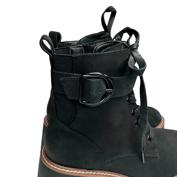 Blondo Goner Waterproof Platform Combat Boot in Black/Nubuck. Sz: 6.5
