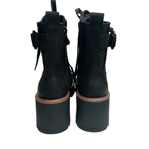 Blondo Goner Waterproof Platform Combat Boot in Black/Nubuck. Sz: 6.5
