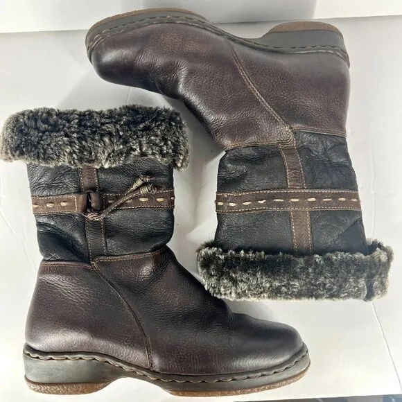 Blondo Masym 100% Leather Wool Shearling Brown Waterproof Winter Boots Sz 7