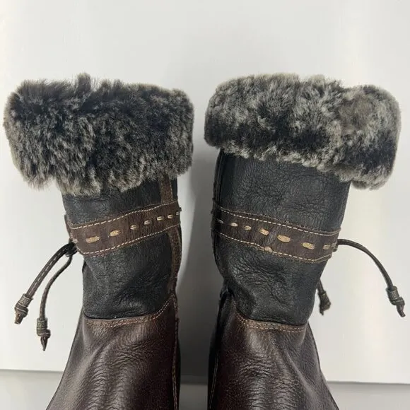 Blondo Masym 100% Leather Wool Shearling Brown Waterproof Winter Boots Sz 7
