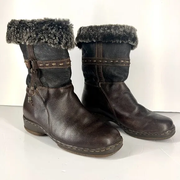 Blondo Masym 100% Leather Wool Shearling Brown Waterproof Winter Boots Sz 7