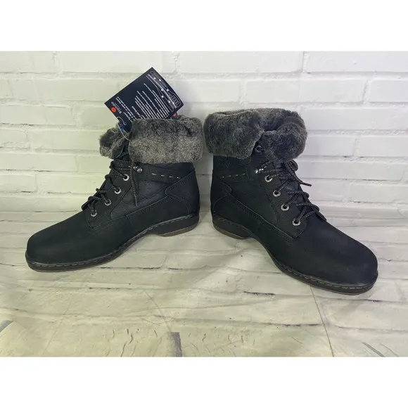 Blondo Mirza Shearling Waterproof Black Suede Leather Lined Boots Womens Size 11