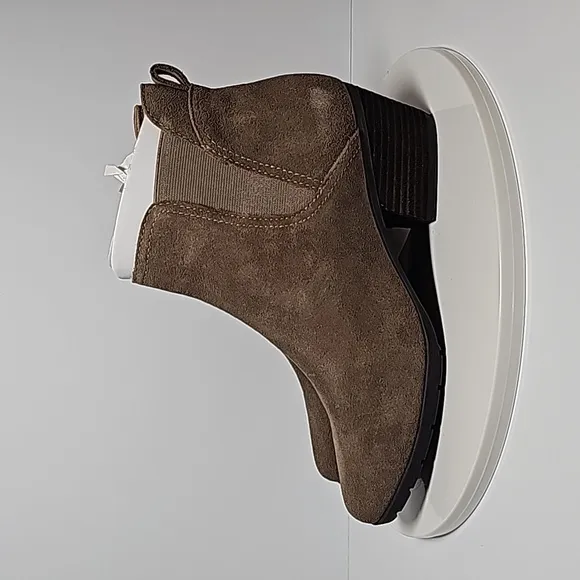 Blondo Victory Booties Ankle Boots Waterproof Suede Block Heel Zipper Brown 7.5